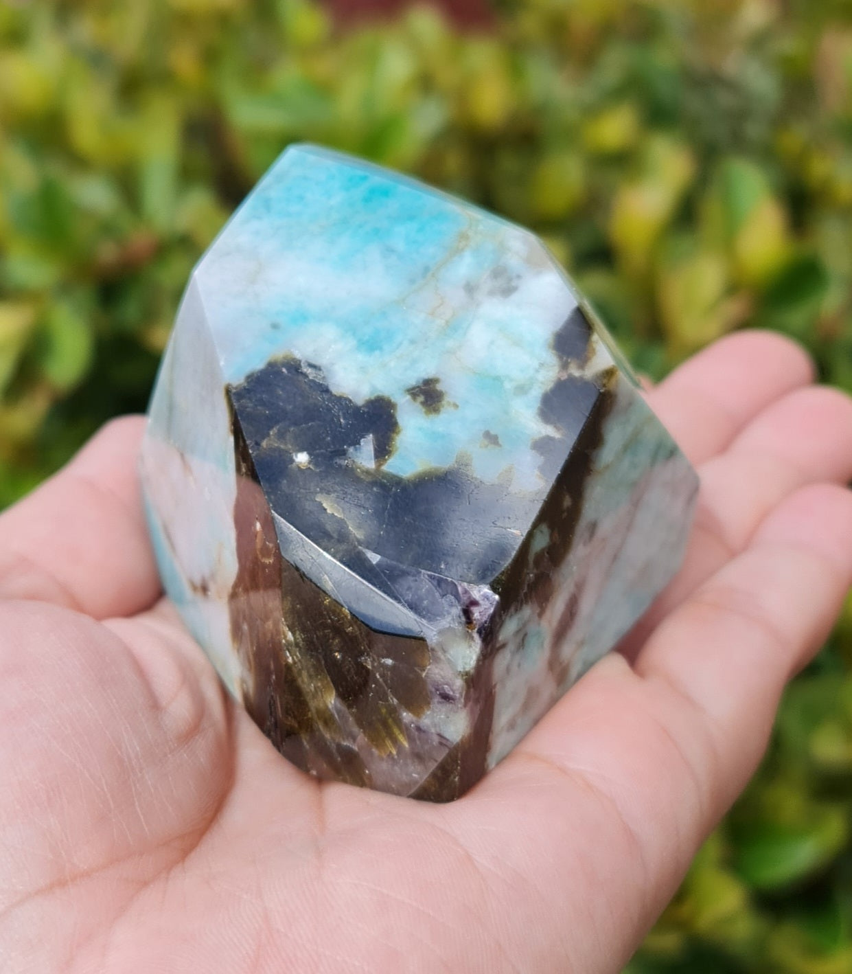 Amazonite with Epidote, Smoky and Clear Quartz and Lepidolite