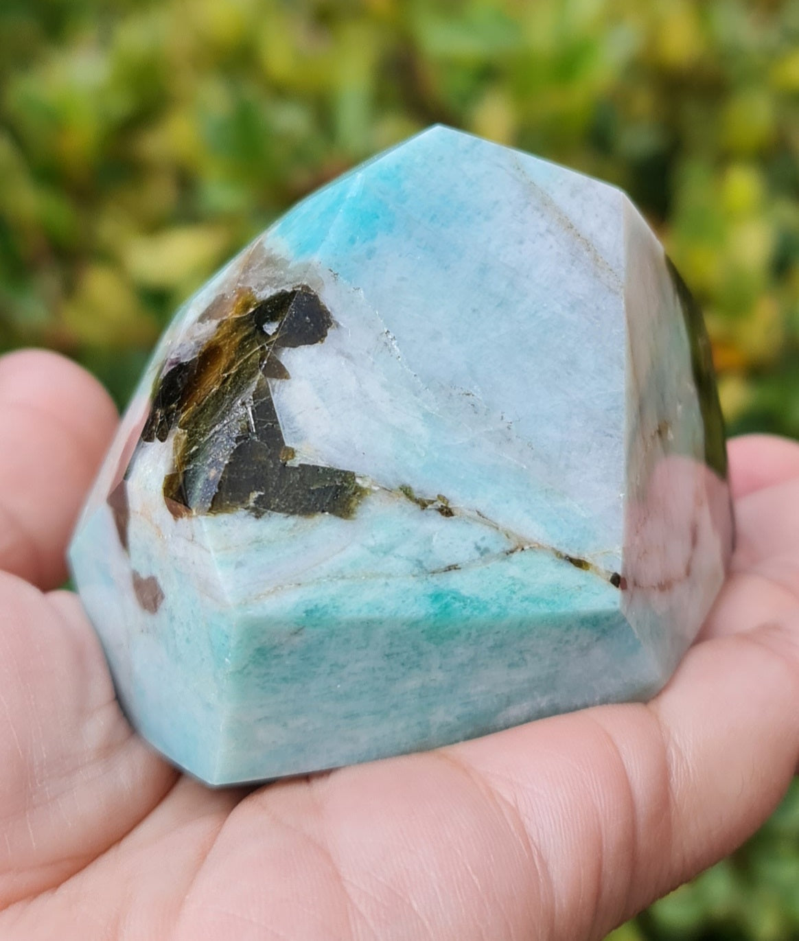 Amazonite with Epidote, Smoky and Clear Quartz and Lepidolite