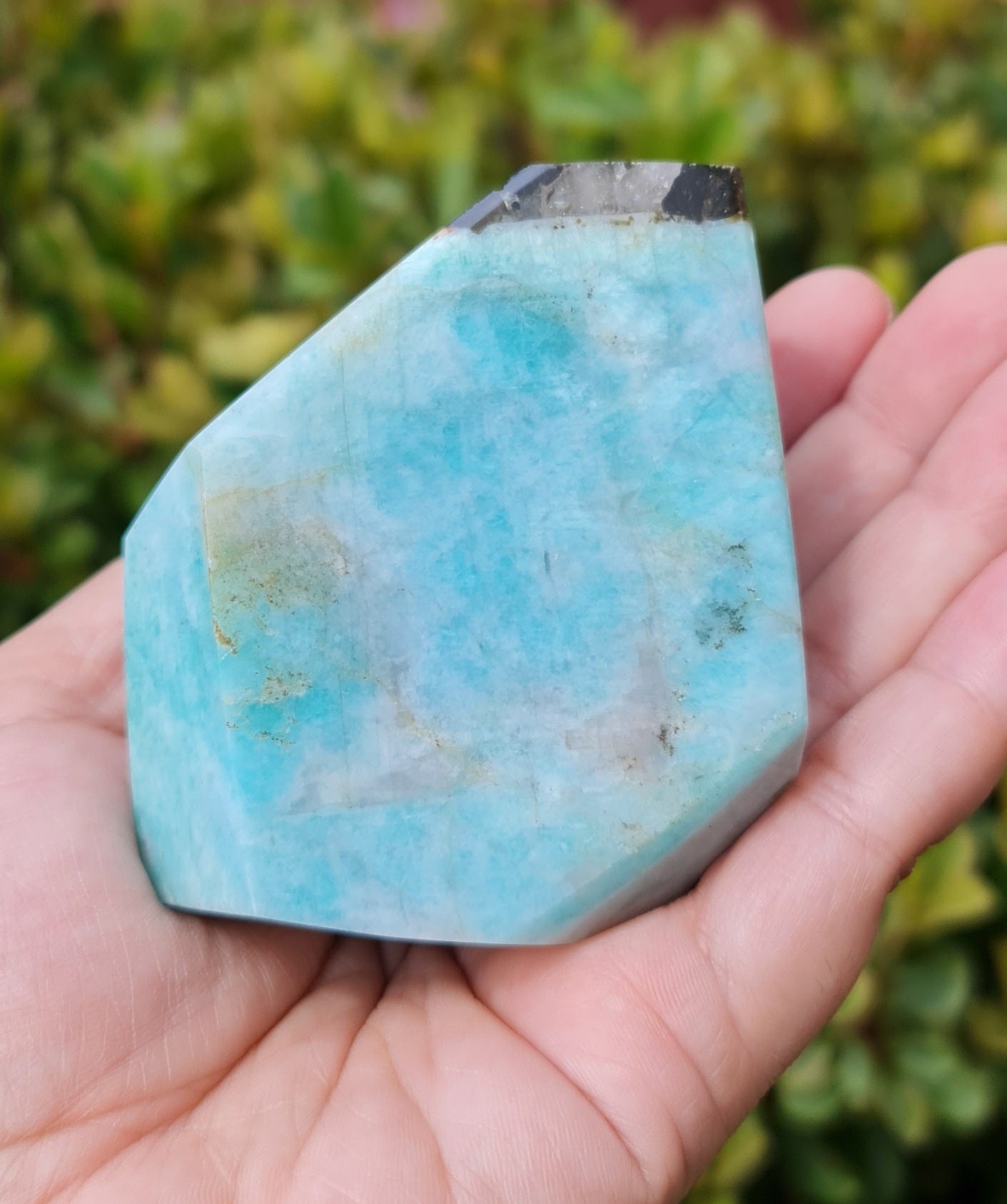 Amazonite with Epidote, Smoky and Clear Quartz and Lepidolite
