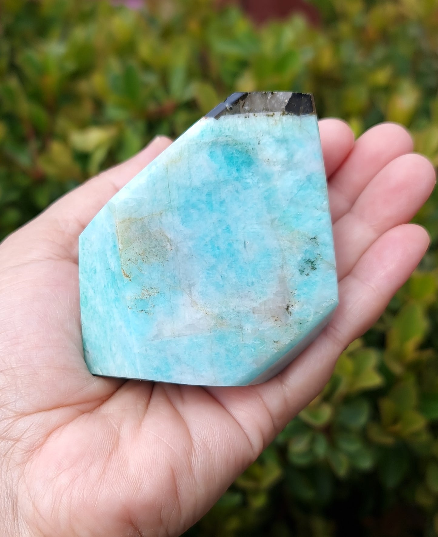 Amazonite with Epidote, Smoky and Clear Quartz and Lepidolite