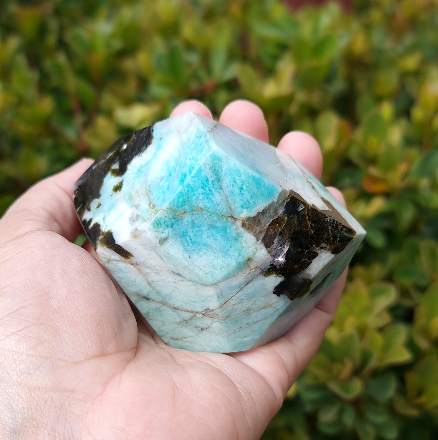 Amazonite with Epidote, Smoky and Clear Quartz and Lepidolite