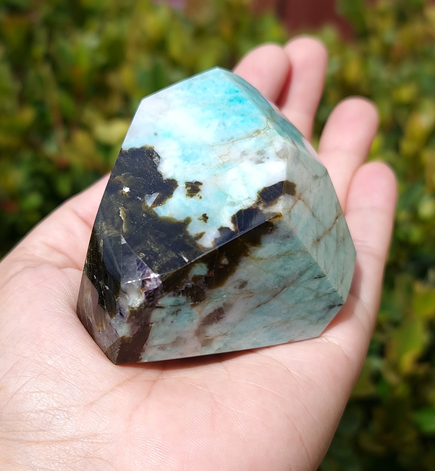 Amazonite with Epidote, Smoky and Clear Quartz and Lepidolite