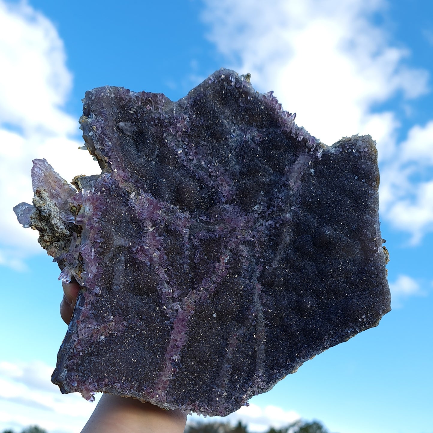 "Night Sky" Amethyst on Chalcedony Plate
