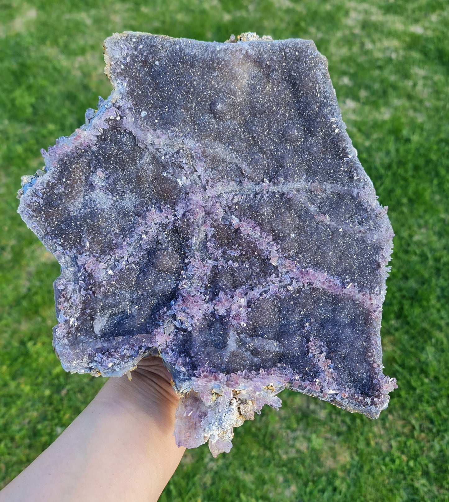 "Night Sky" Amethyst on Chalcedony Plate