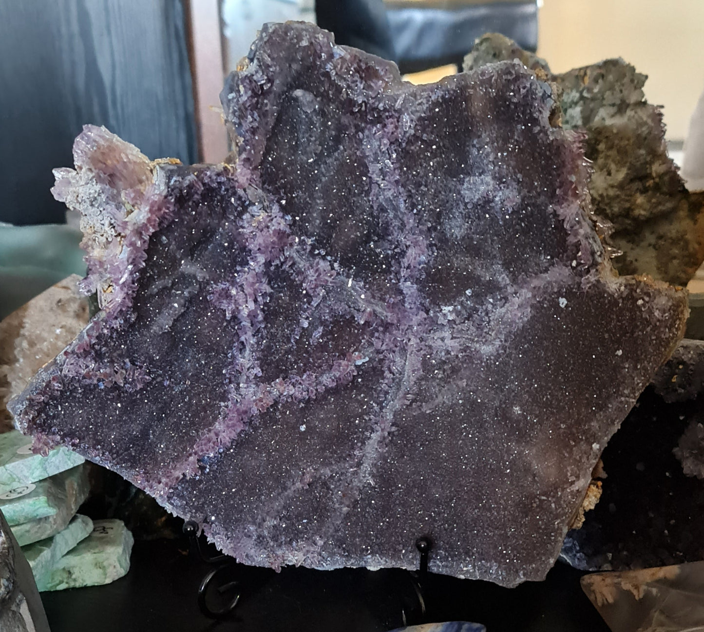 "Night Sky" Amethyst on Chalcedony Plate