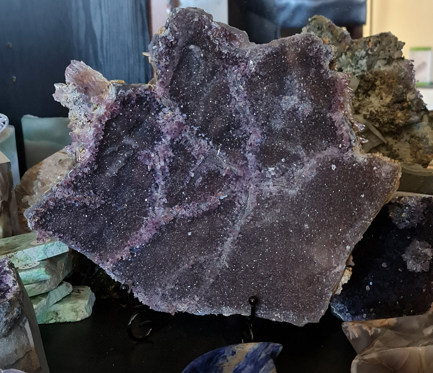 "Night Sky" Amethyst on Chalcedony Plate