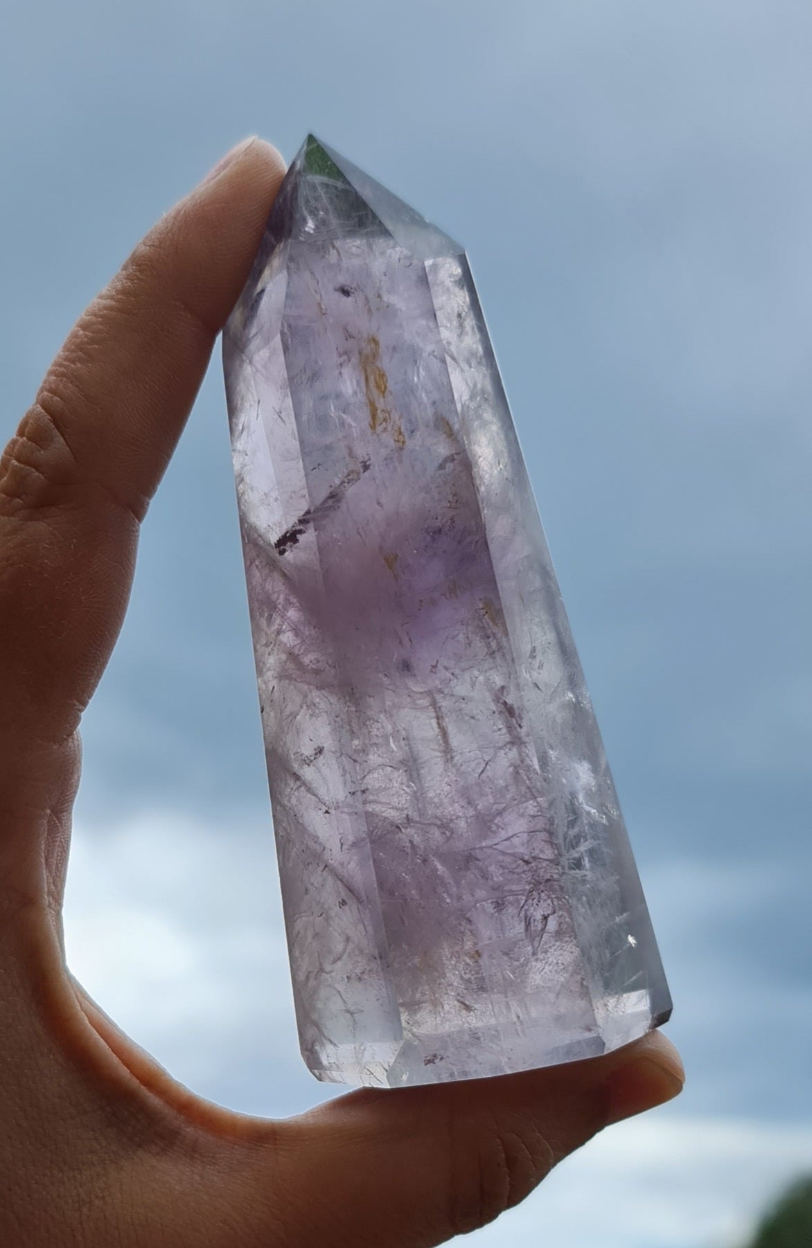 Smoky Amethyst Point with Phantoms