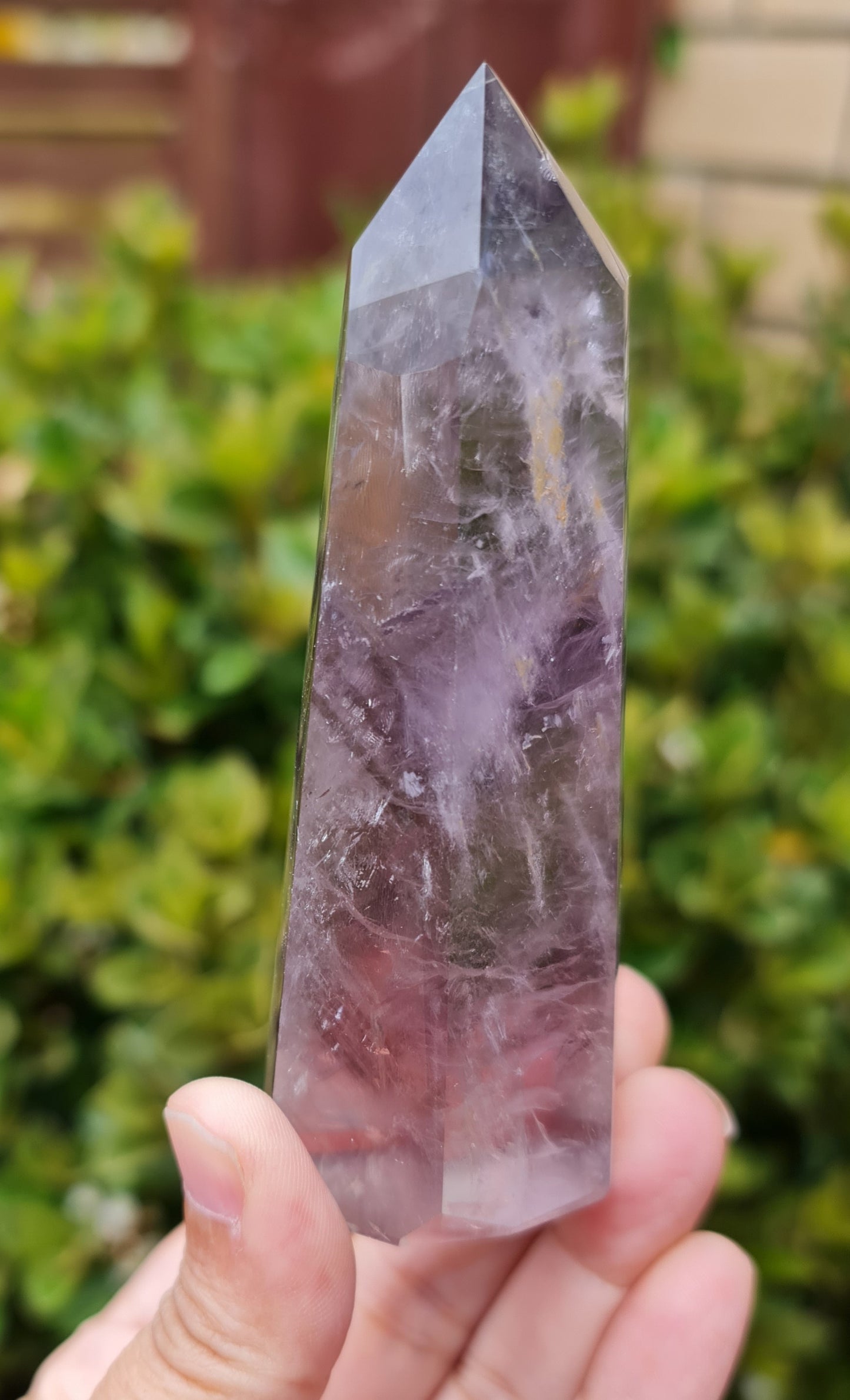 Smoky Amethyst Point with Phantoms