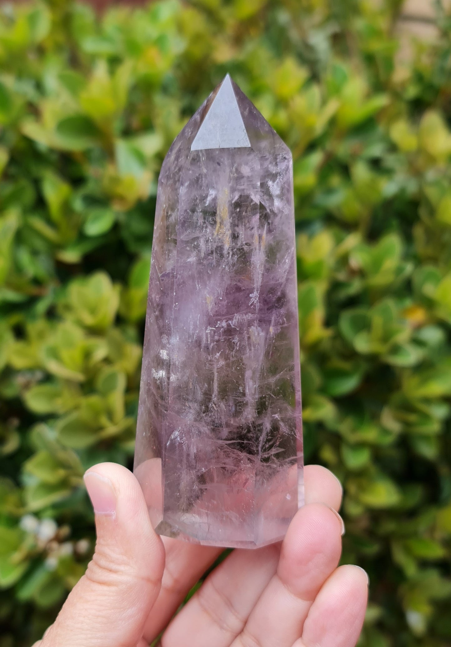 Smoky Amethyst Point with Phantoms