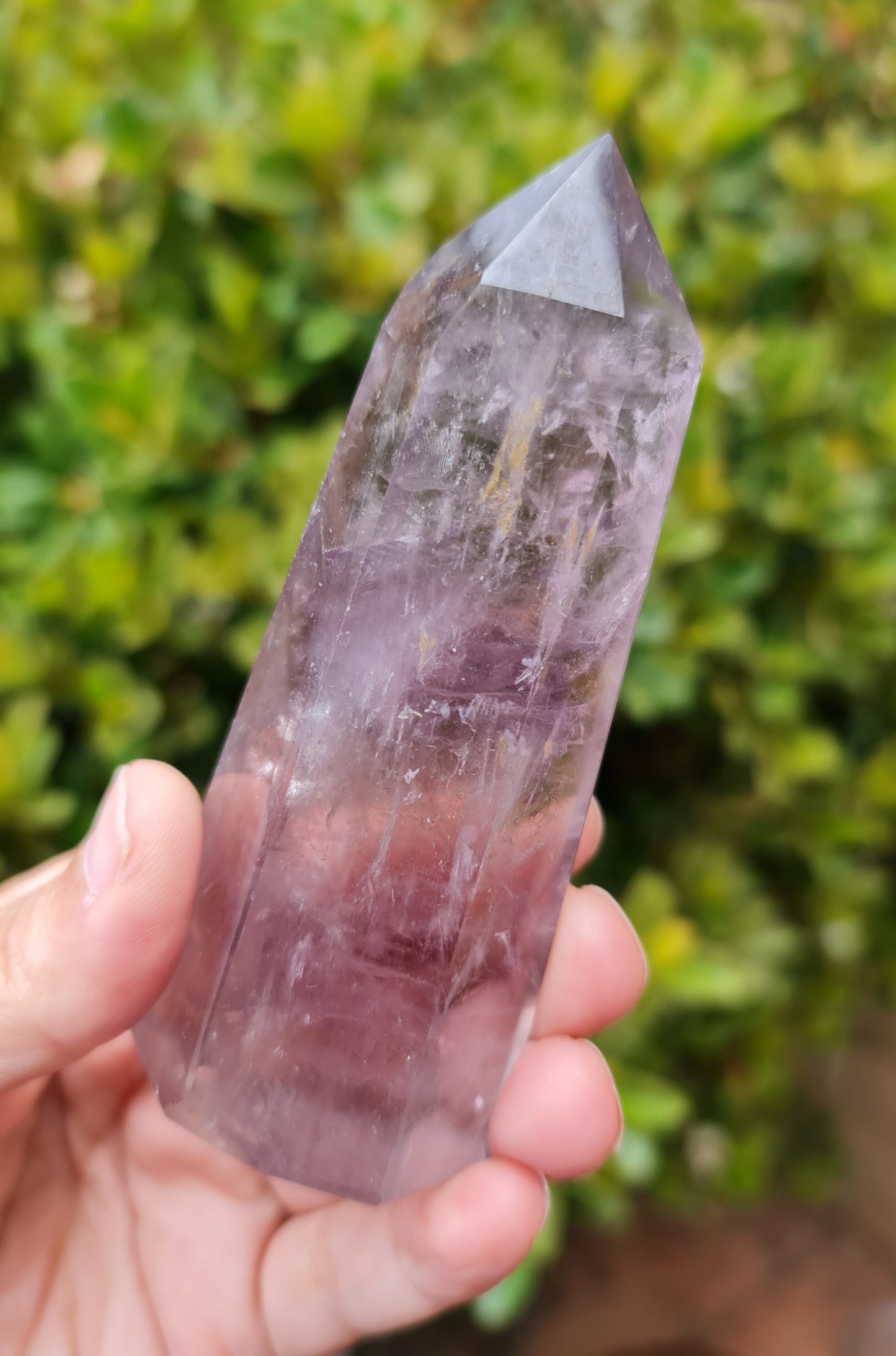 Smoky Amethyst Point with Phantoms