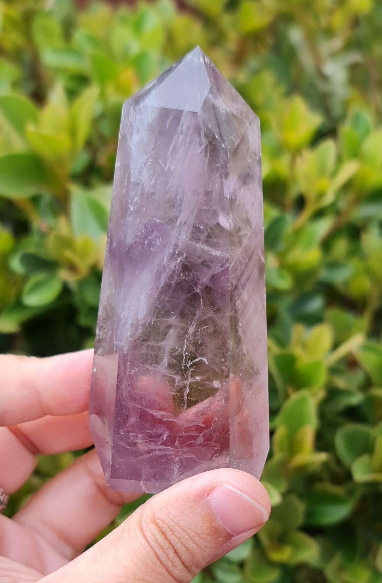 Smoky Amethyst Point with Phantoms