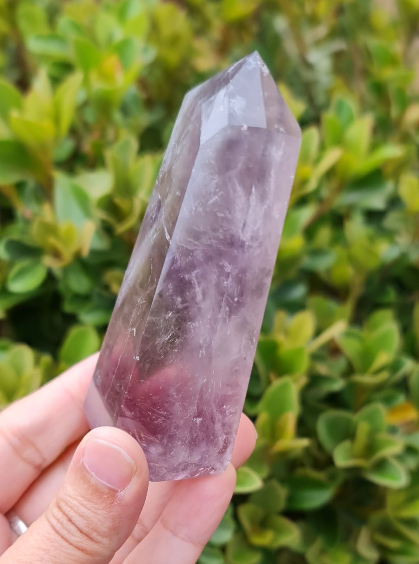Smoky Amethyst Point with Phantoms