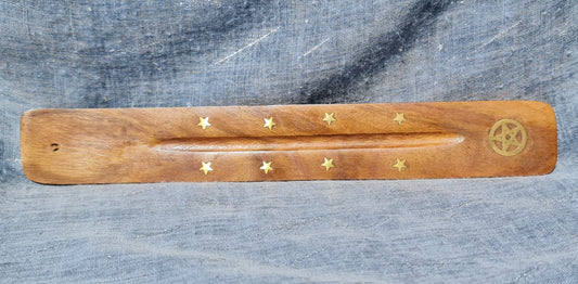 Gold Pentacle Wood Incense Burner