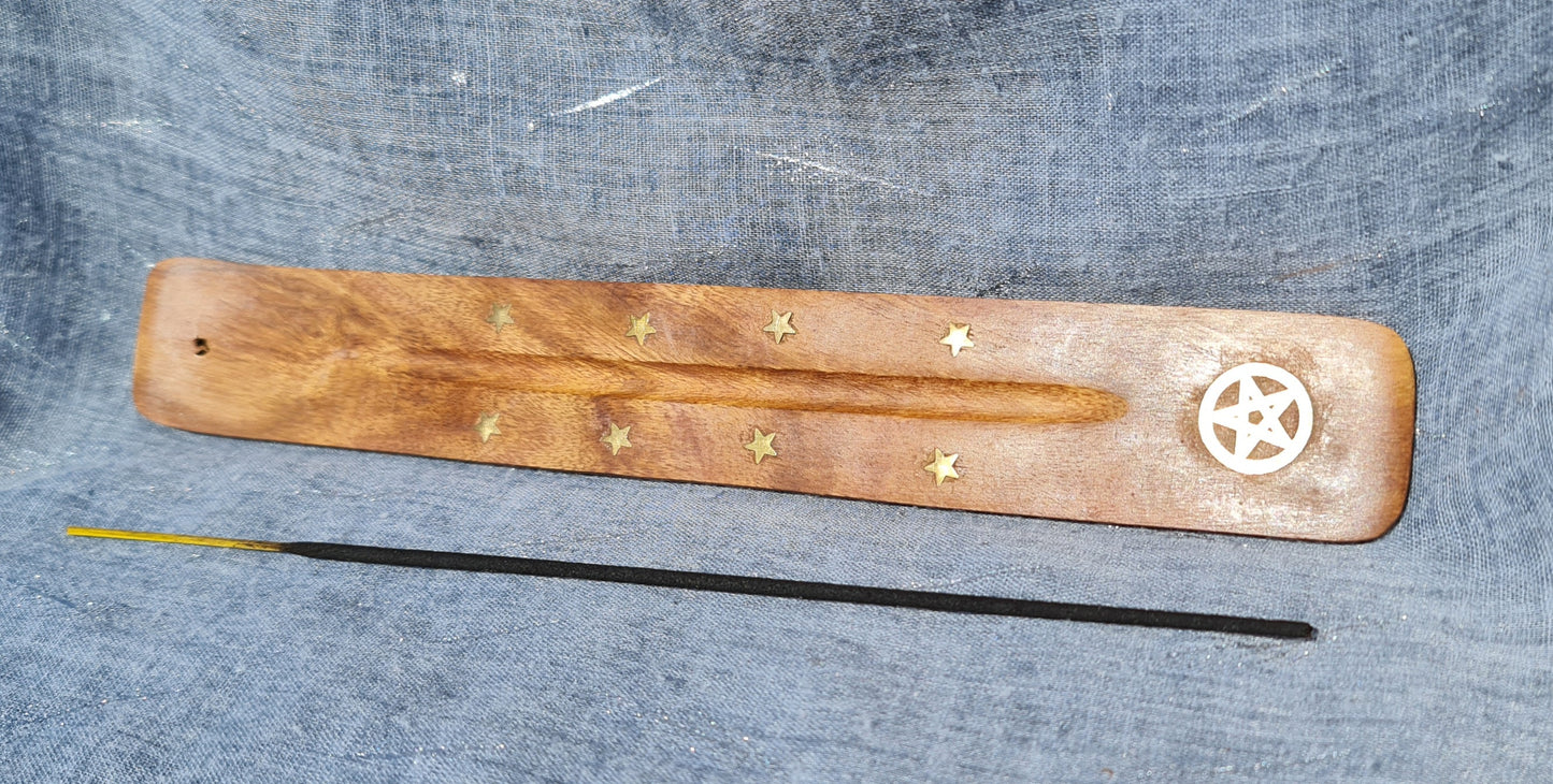 Gold Pentacle Wood Incense Burner