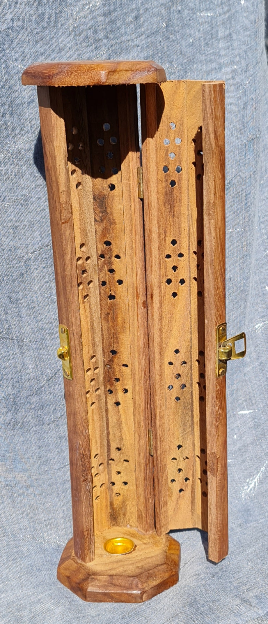 Tower Wood Incense Burner with Door