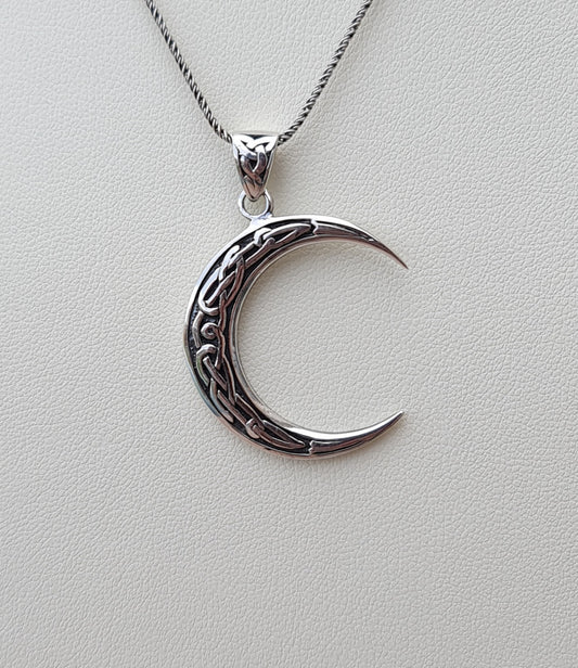 Celtic Moon Sterling Silver Pendant