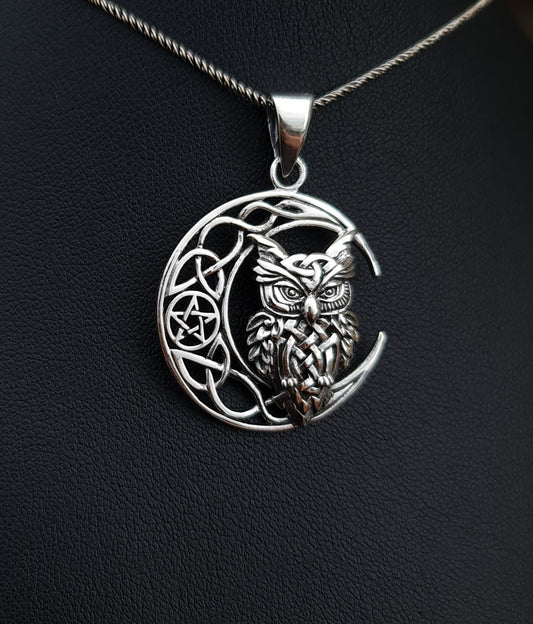 Celtic Owl Sterling Silver Pendant
