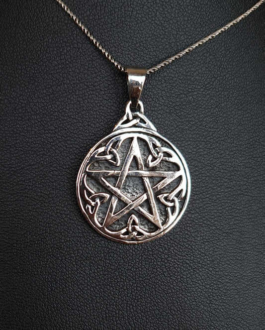 Oxidised Pentacle with Celtic Knots Sterling Silver Pendant