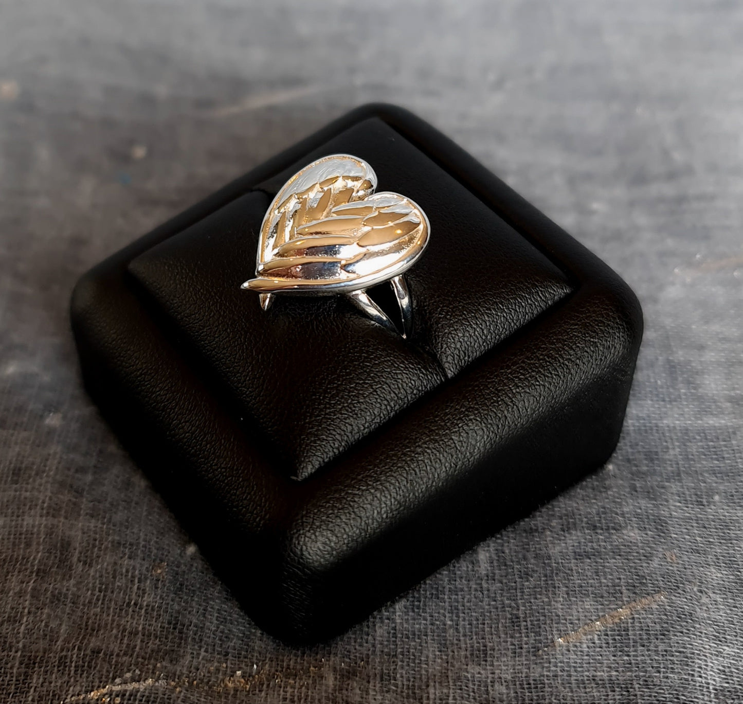 Sterling Silver Angel Wing Love Heart Ring