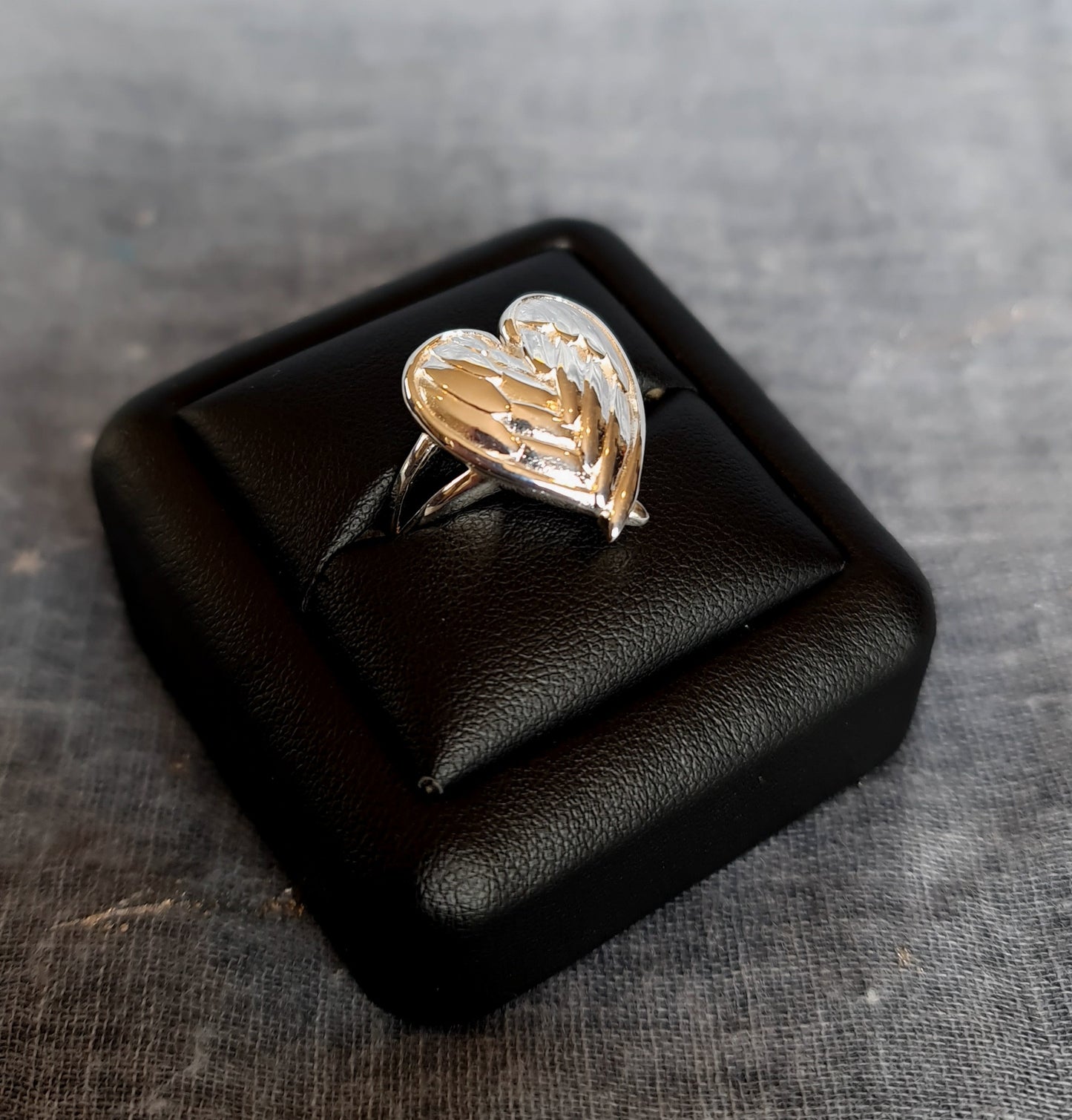 Sterling Silver Angel Wing Love Heart Ring