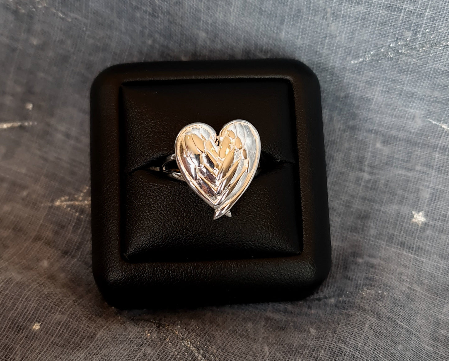 Sterling Silver Angel Wing Love Heart Ring