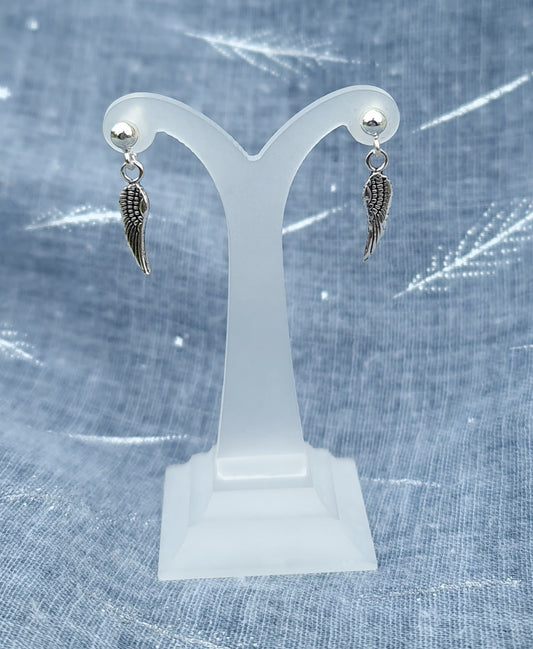 Sterling Silver Angel Wing Stud Earrings