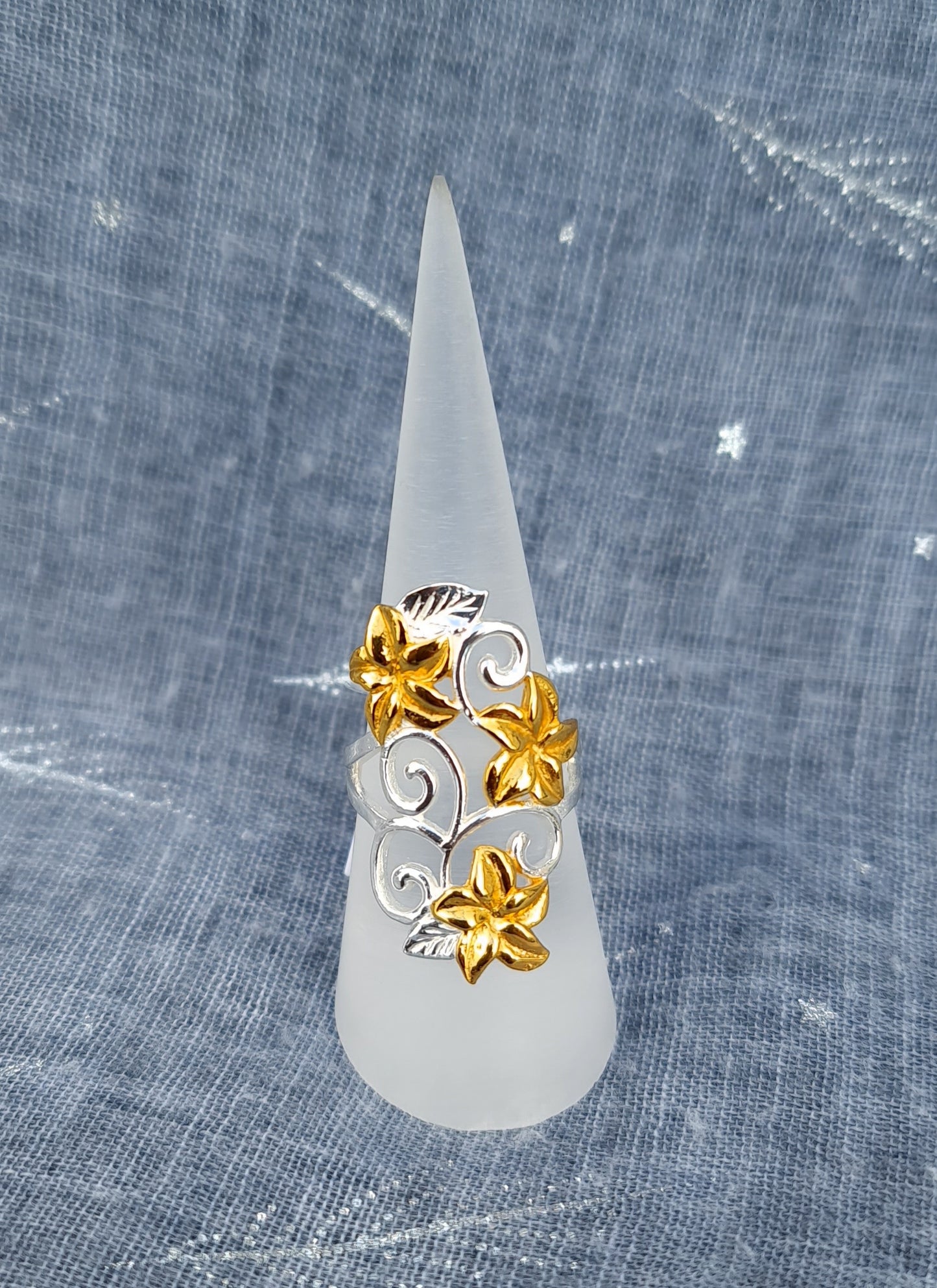 Sterling Silver & 18k Gold Flower Ring