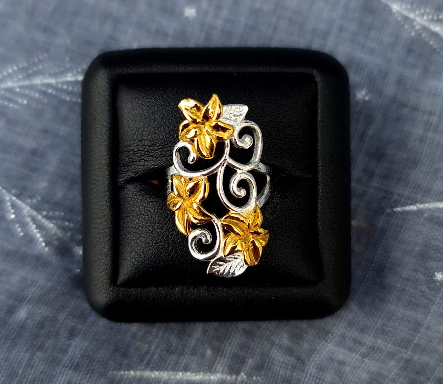 Sterling Silver & 18k Gold Flower Ring