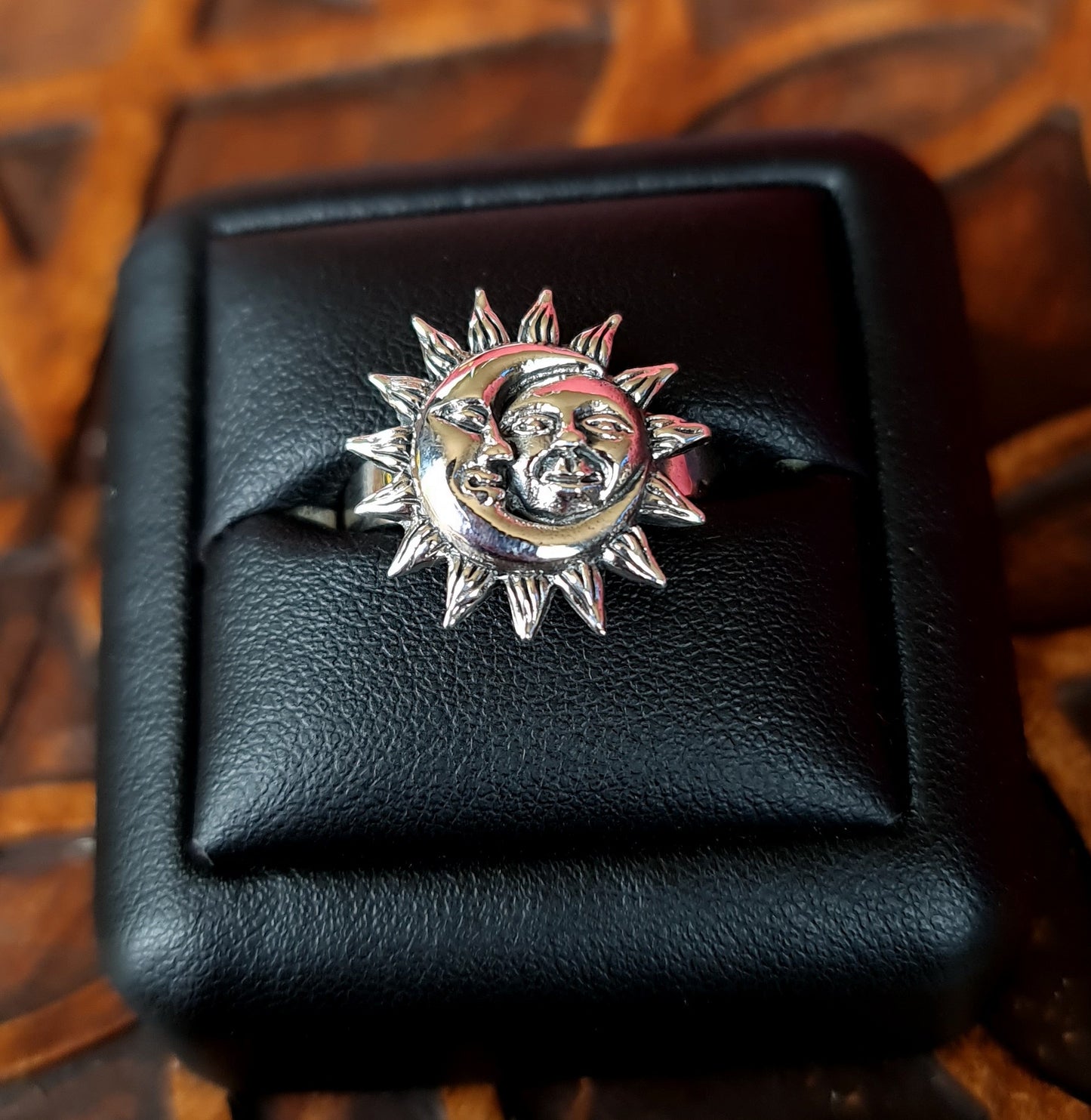 Celestial Moon & Sun Sterling Silver Ring