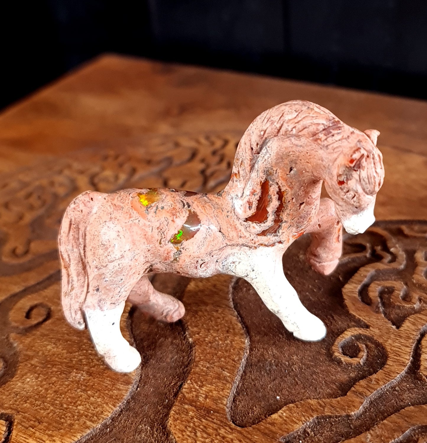 Mexican Cantera Opal Horse Carving