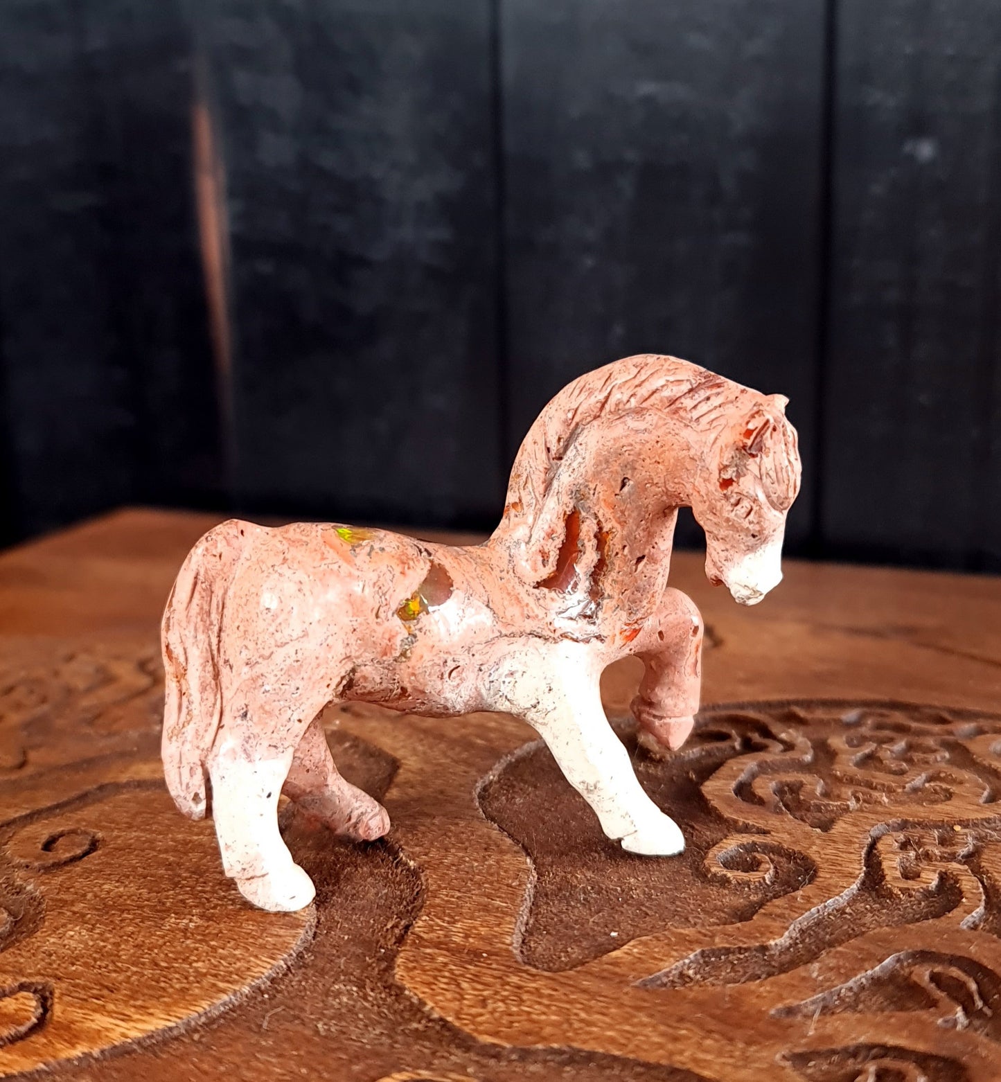 Mexican Cantera Opal Horse Carving