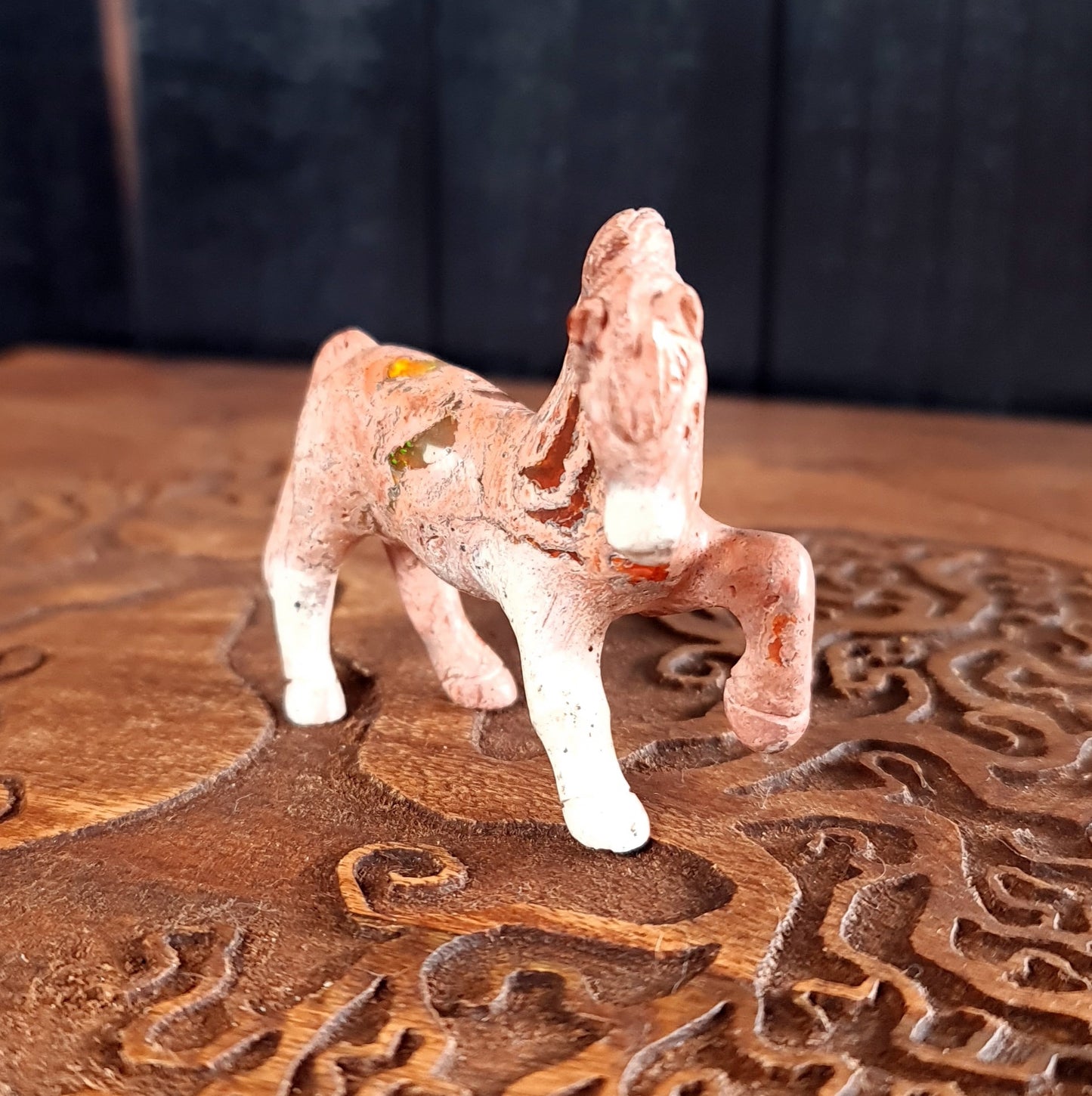 Mexican Cantera Opal Horse Carving