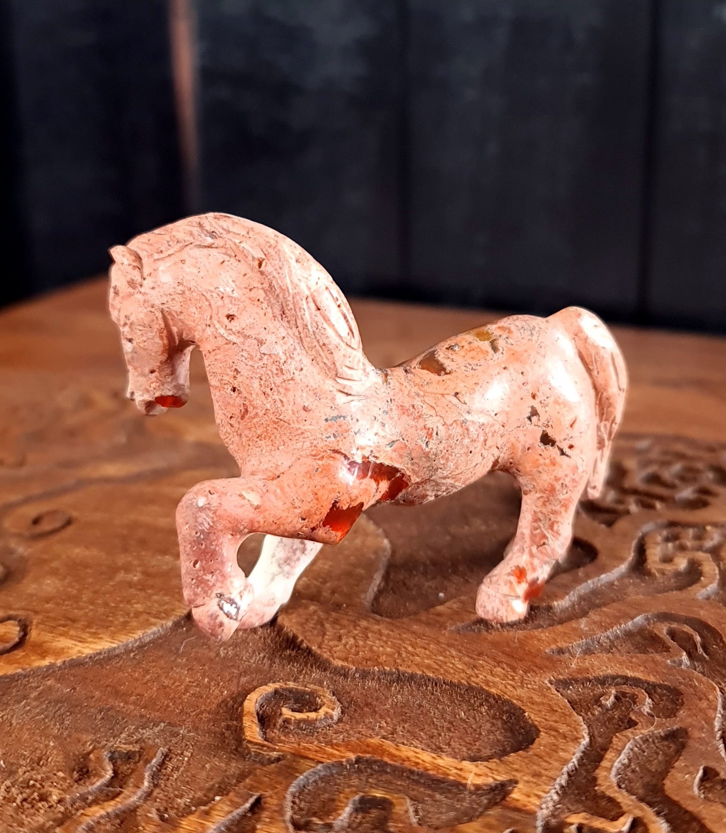 Mexican Cantera Opal Horse Carving