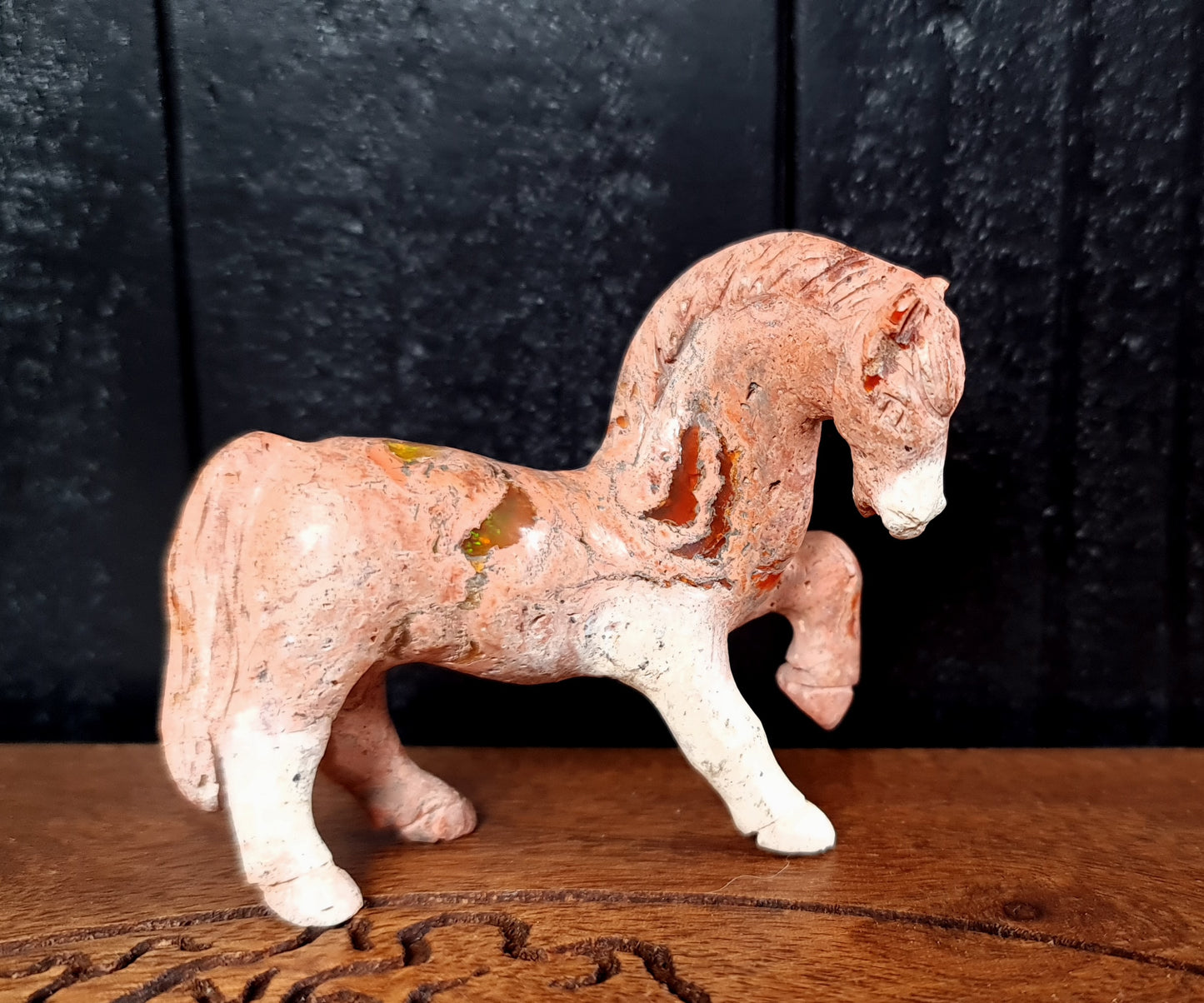 Mexican Cantera Opal Horse Carving