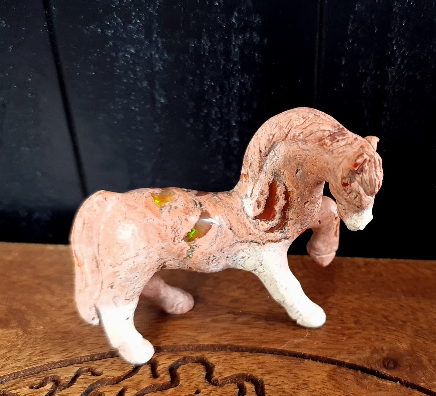 Mexican Cantera Opal Horse Carving