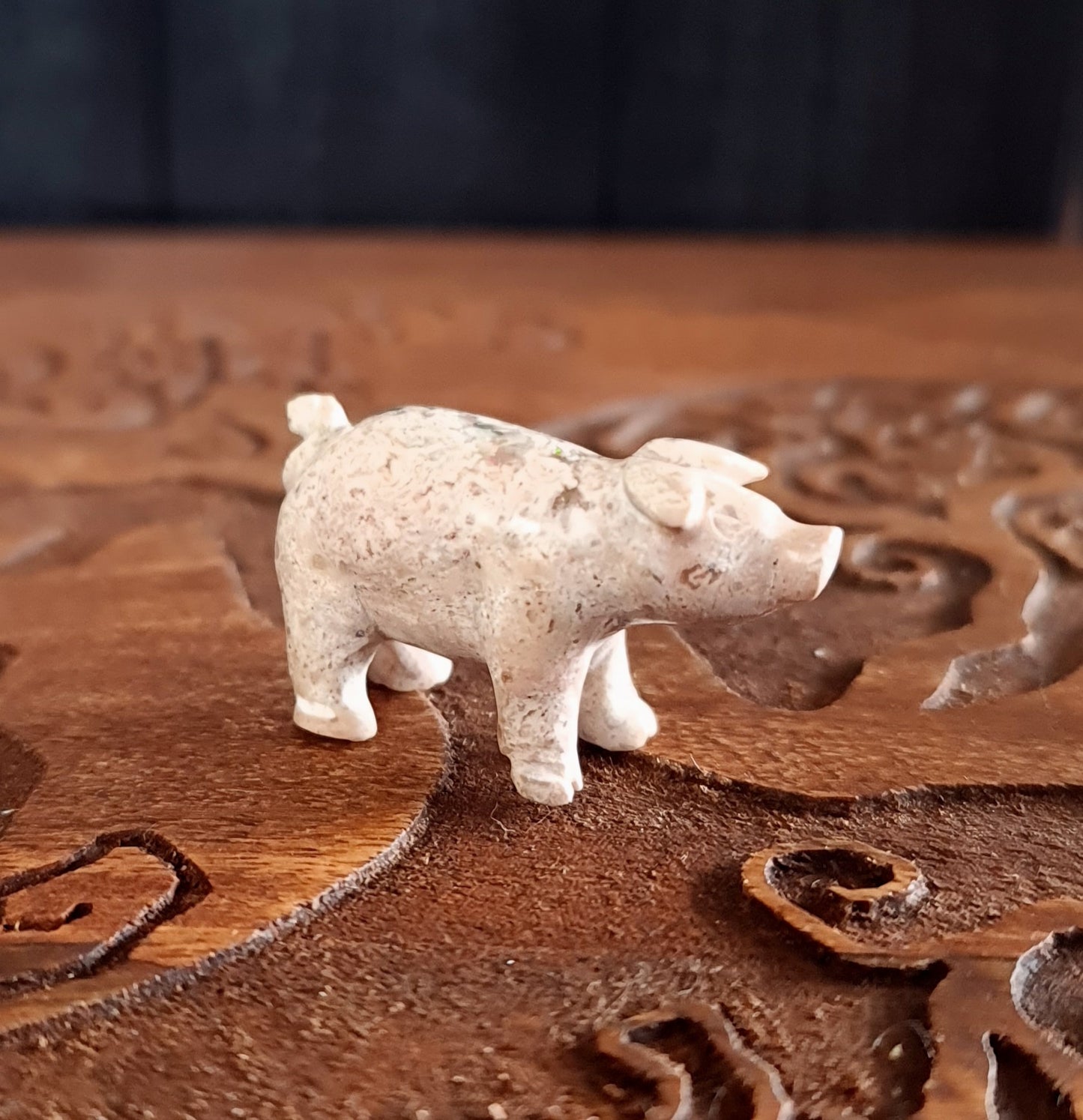 Mexican Cantera Opal Pig Carving