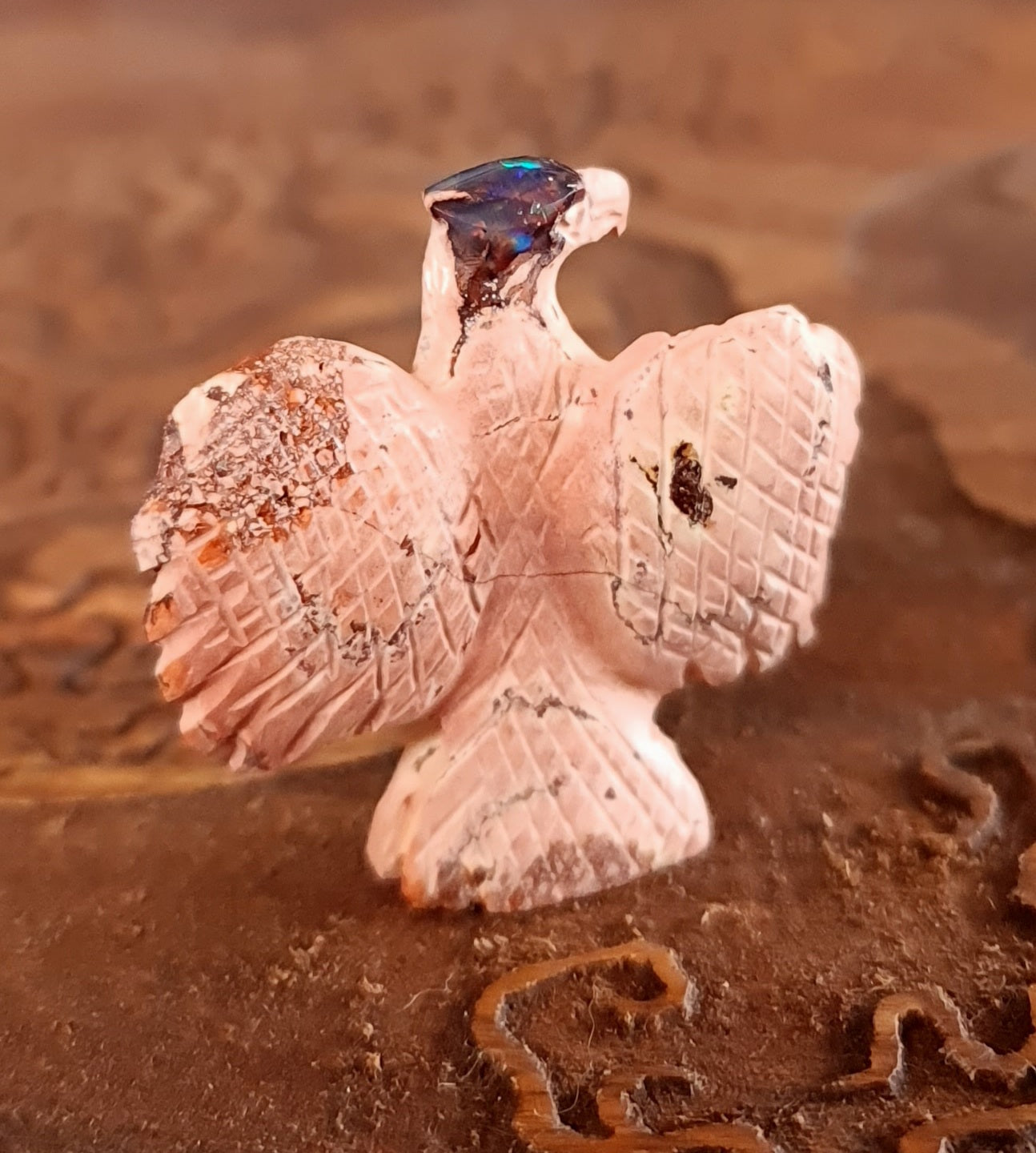 Mexican Cantera Opal Eagle Carving