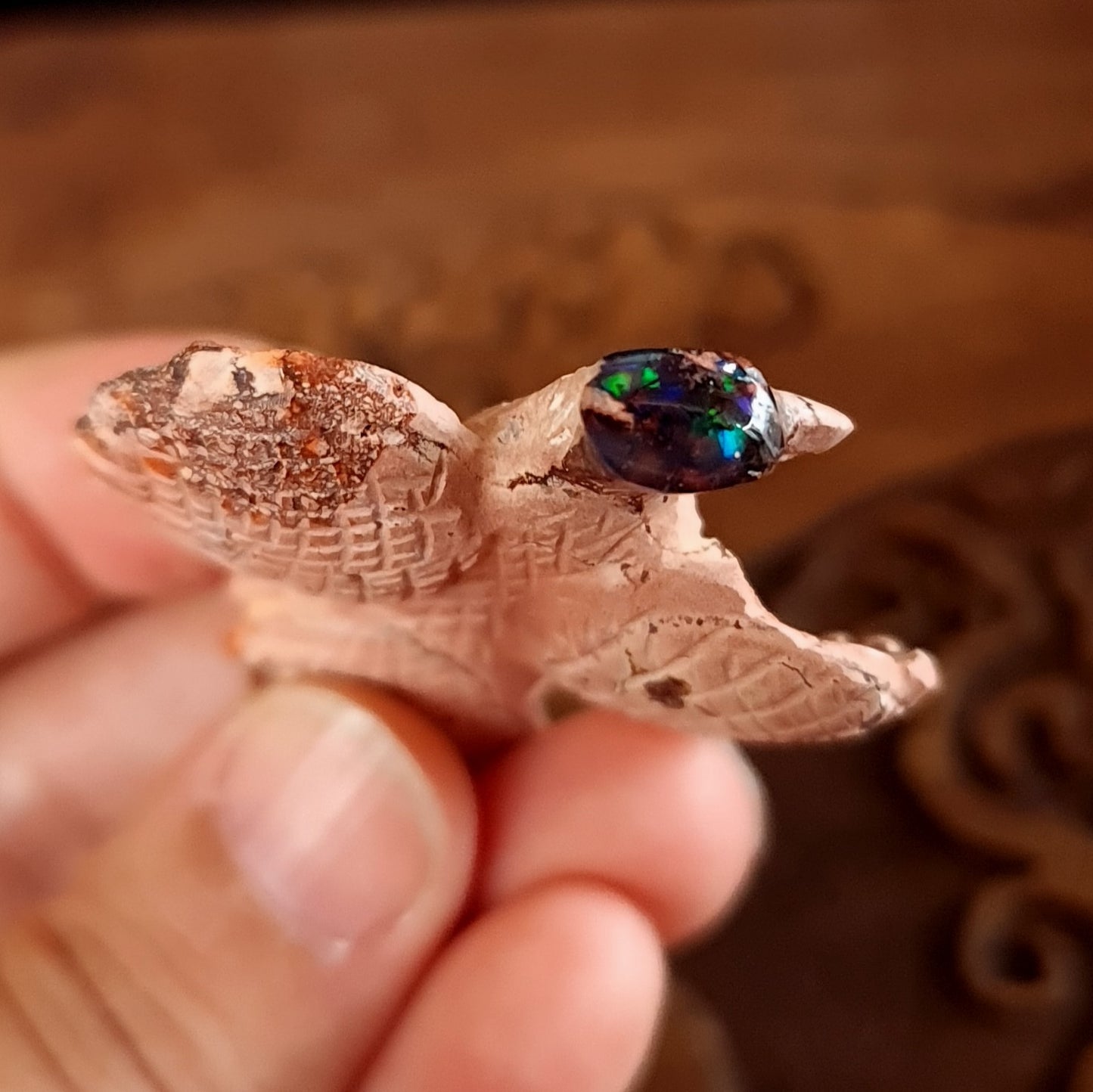 Mexican Cantera Opal Eagle Carving