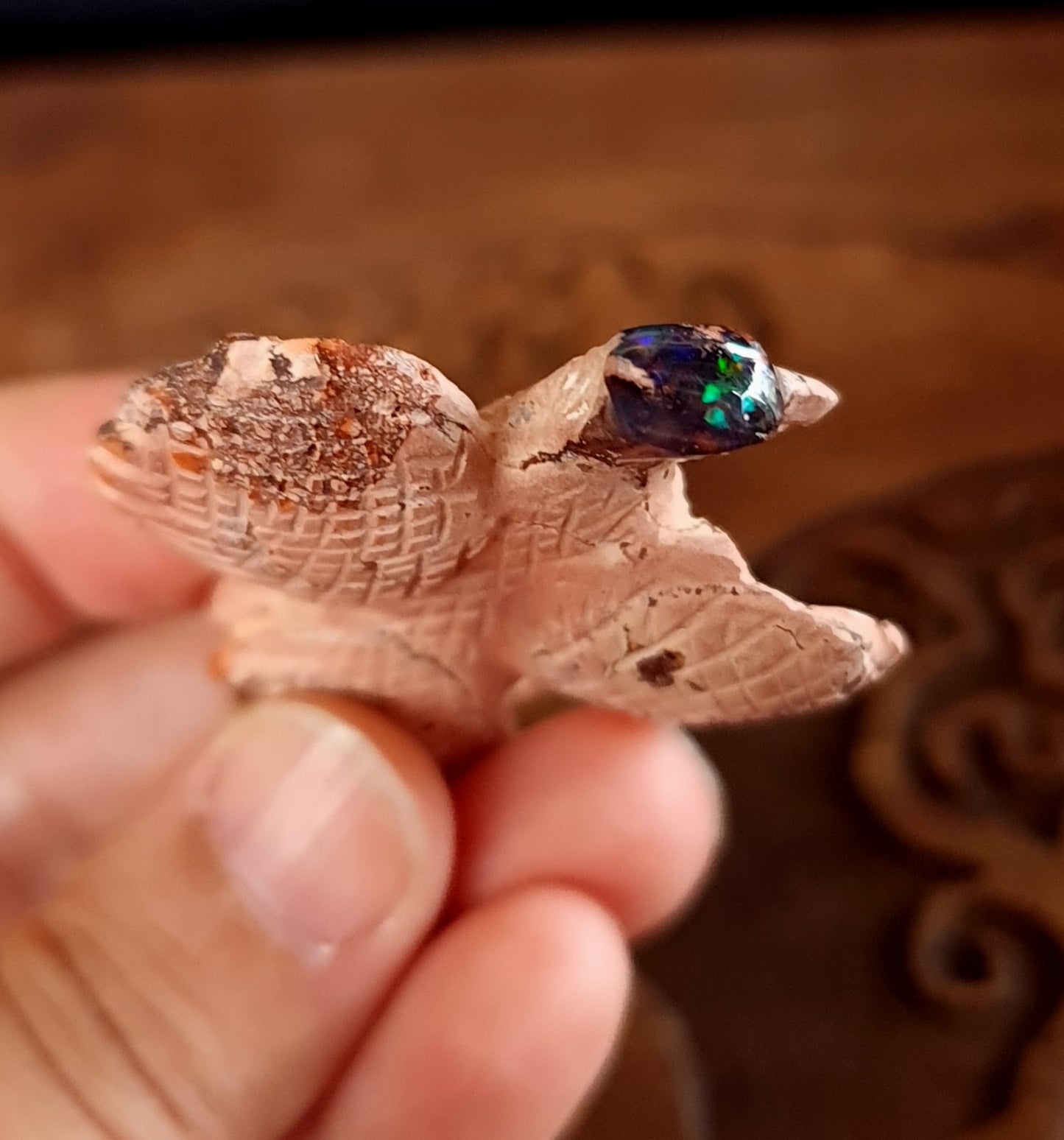 Mexican Cantera Opal Eagle Carving