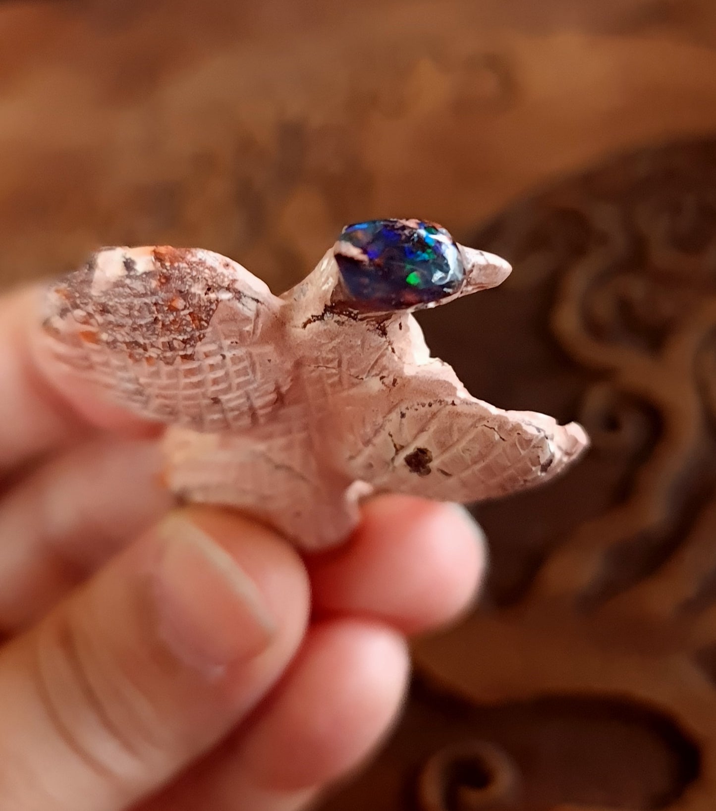 Mexican Cantera Opal Eagle Carving