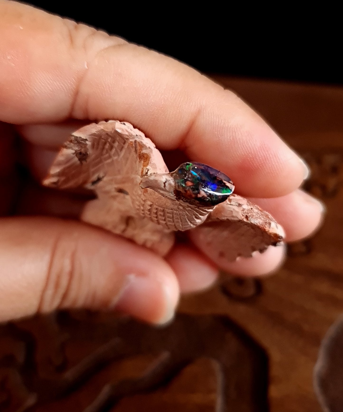 Mexican Cantera Opal Eagle Carving