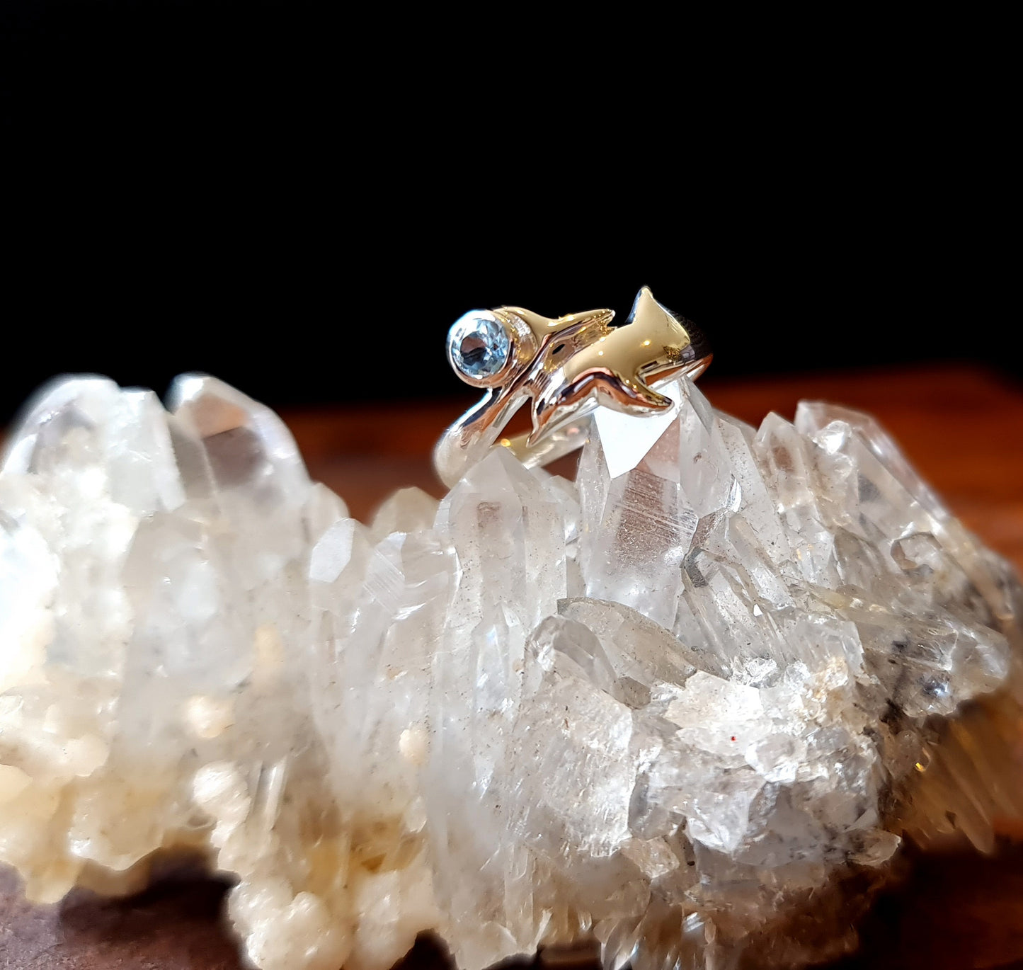 Sterling Silver and Topaz Dolphin Ring