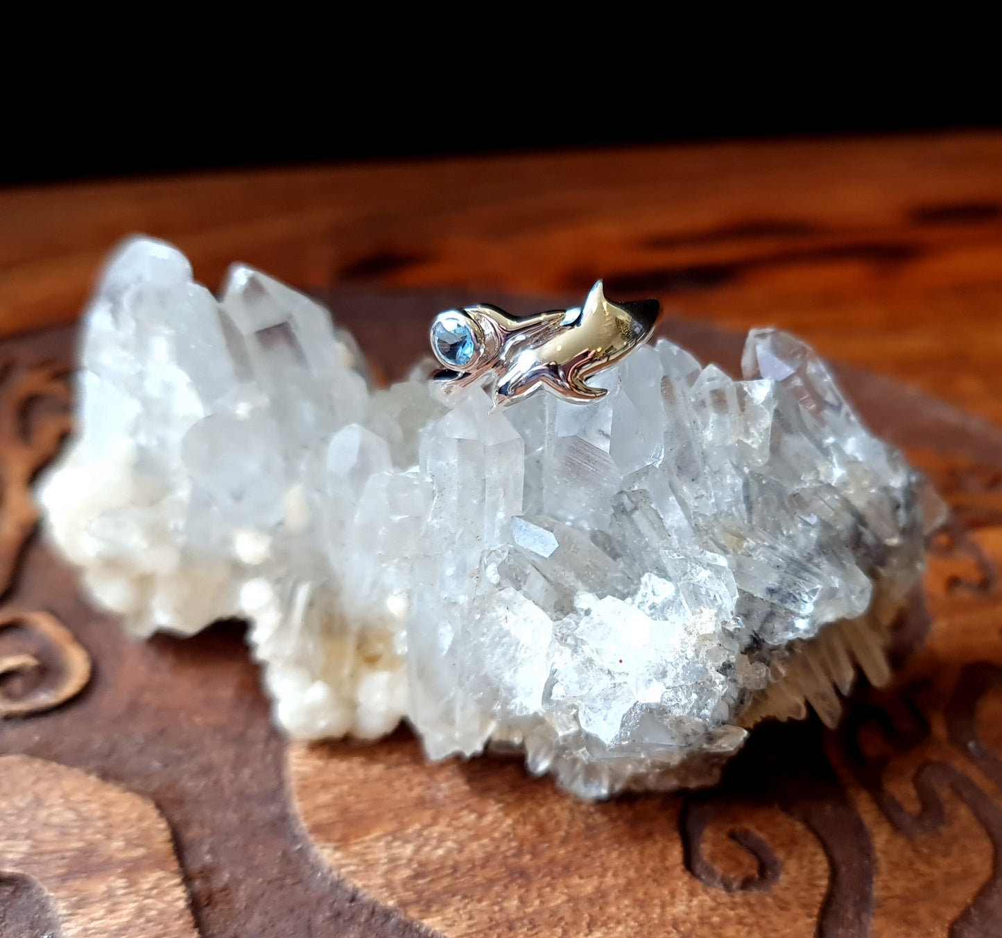 Sterling Silver and Topaz Dolphin Ring