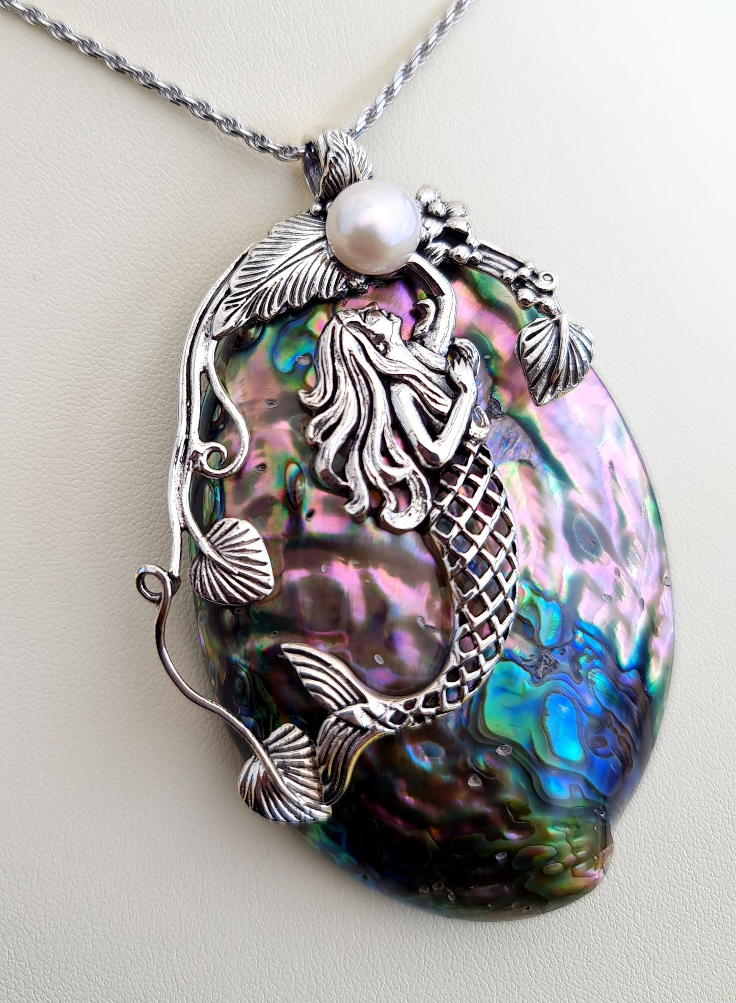 Mermaid Pendant Sterling Silver & Paua