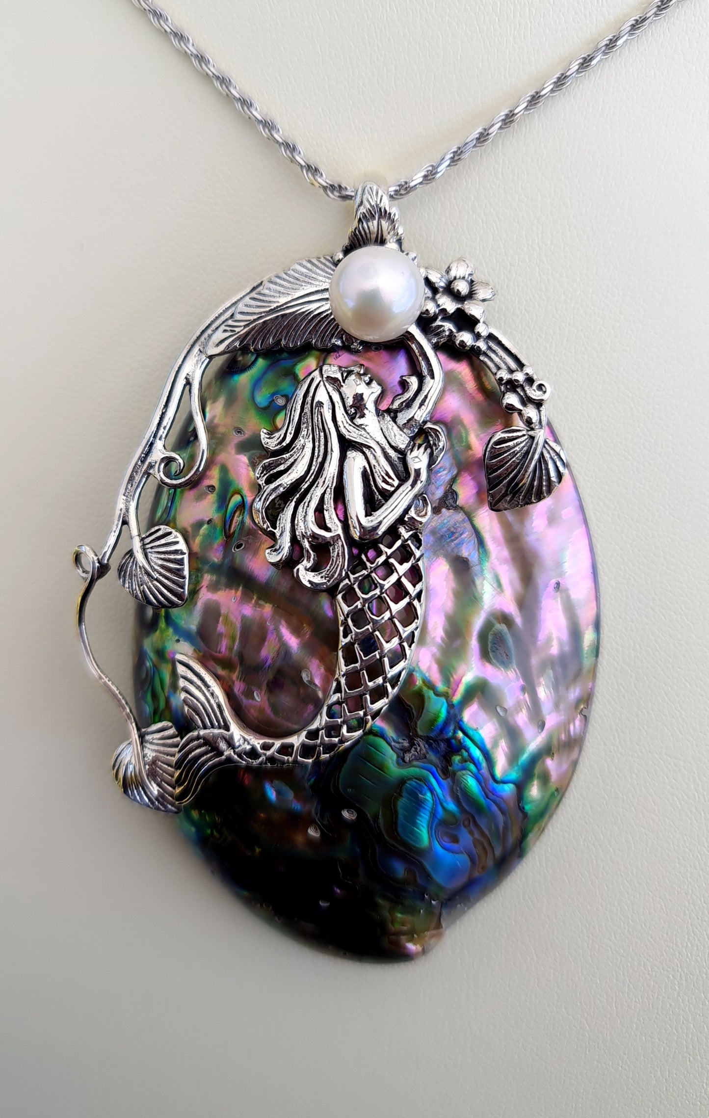 Mermaid Pendant Sterling Silver & Paua