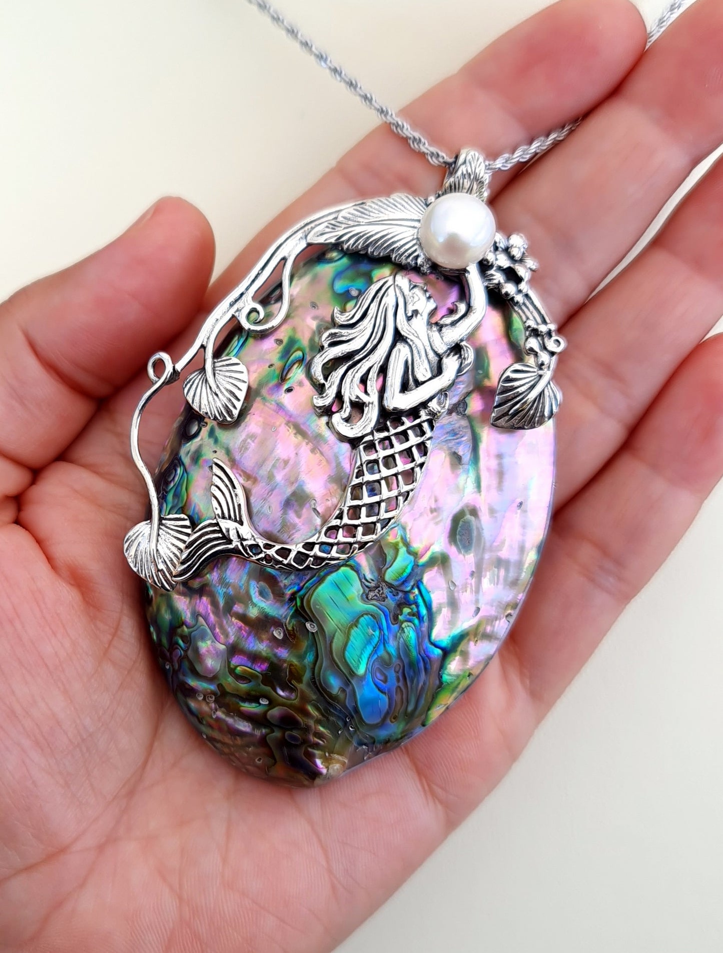 Mermaid Pendant Sterling Silver & Paua
