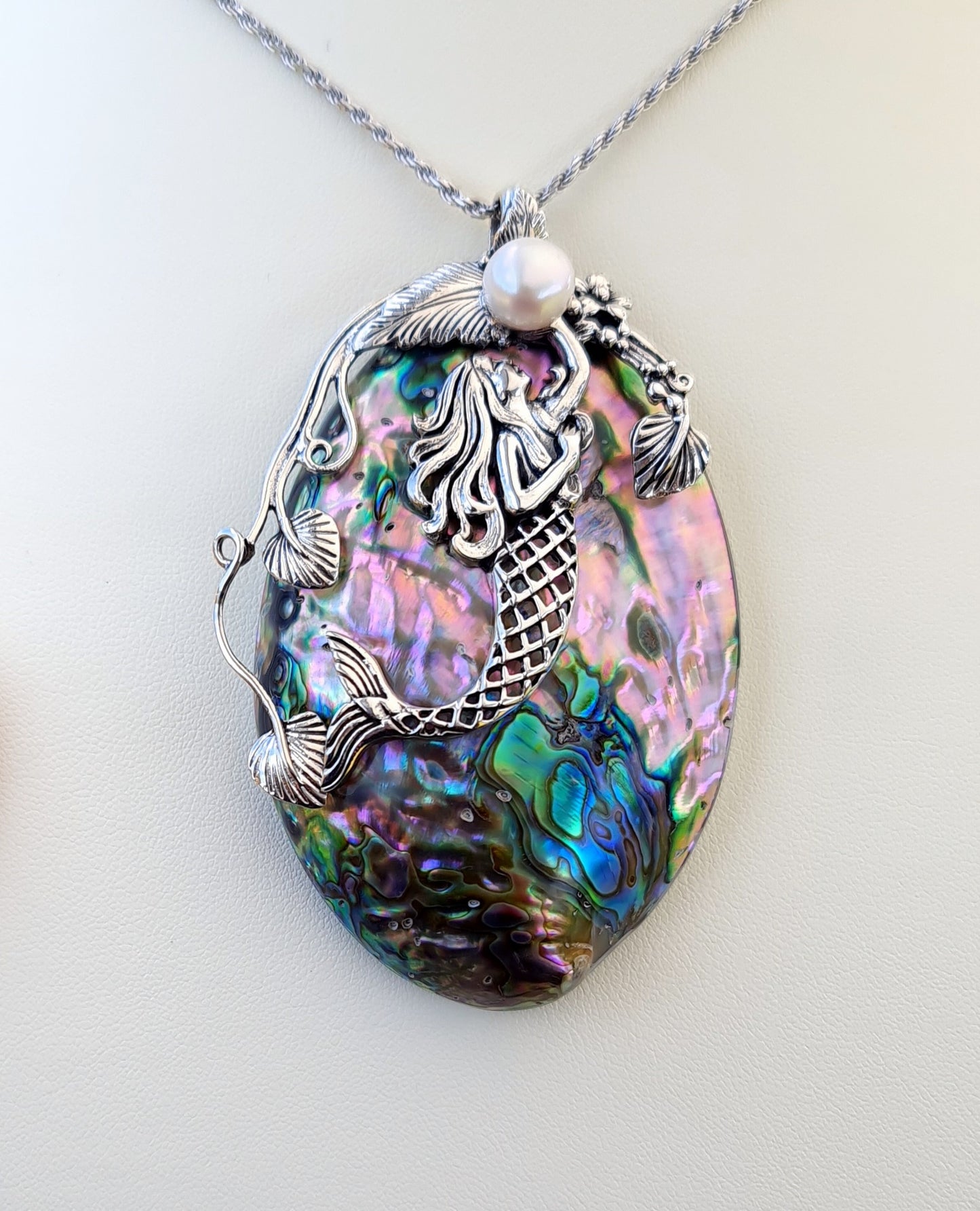 Mermaid Pendant Sterling Silver & Paua