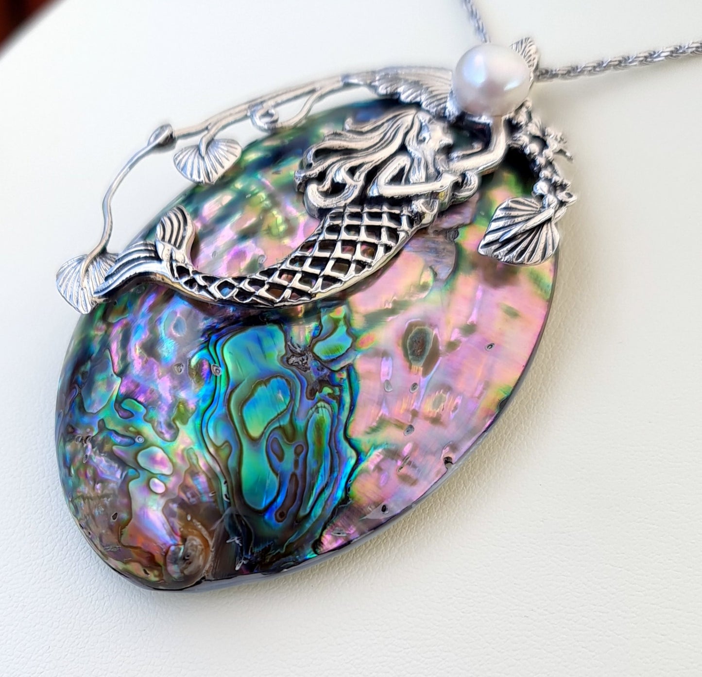 Mermaid Pendant Sterling Silver & Paua
