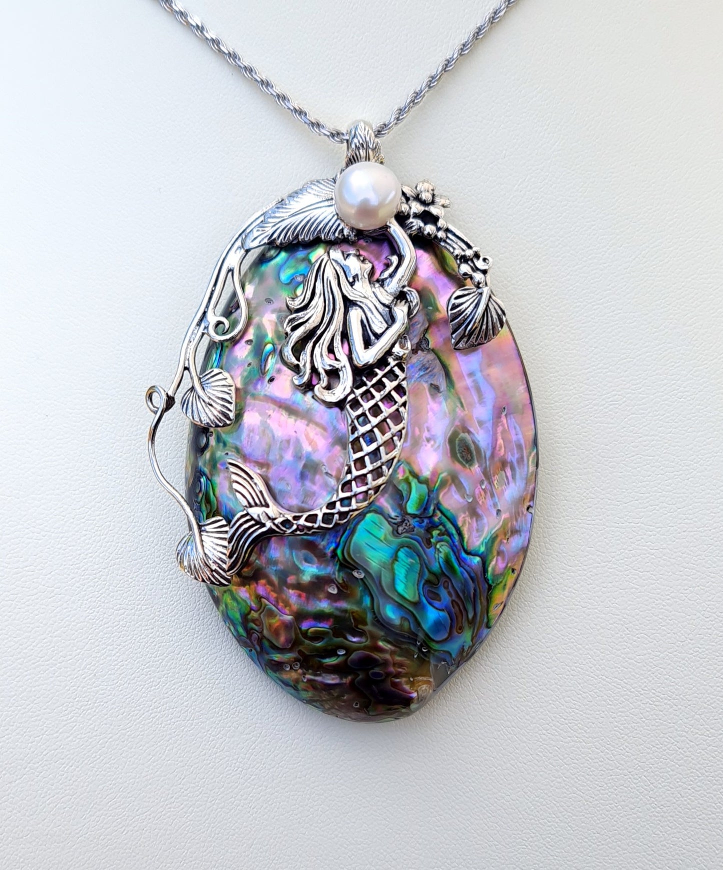 Mermaid Pendant Sterling Silver & Paua