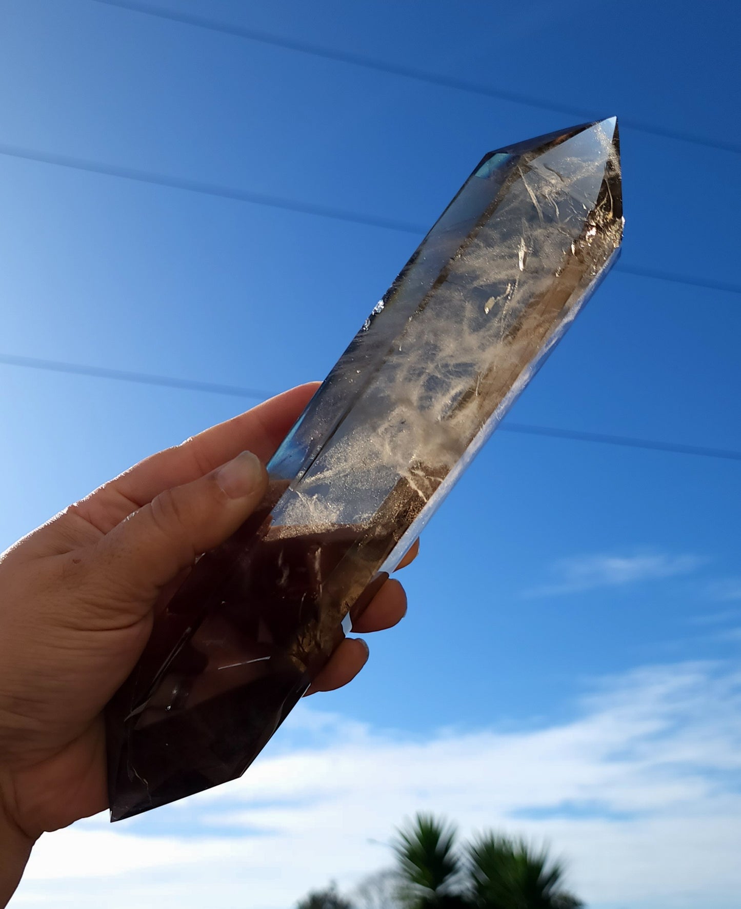 Double Terminated Smoky Quartz Wand